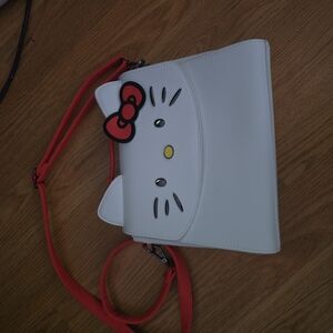 Hello Kitty White and Red Crossbody Bag with Iconic Face and Red Bow